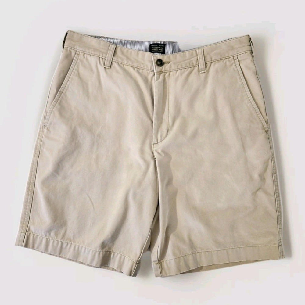 Reed Edward Mens Summer Wash‎ Chino Shorts Khaki Tan 100% Cotton Size 32W